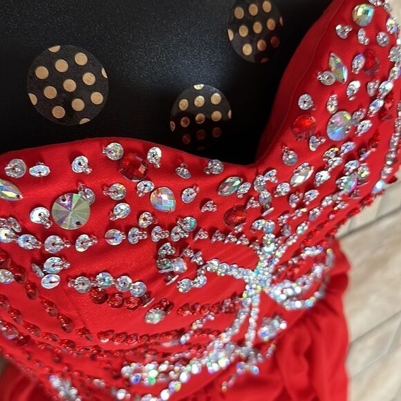 PROM PAGEANT Ball Gown in Red Bridesmaid Barbie Wedding Embellished Hanayome NEW - Picture 9 of 11